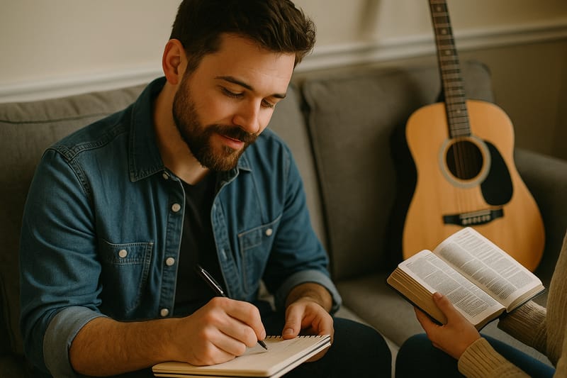 Person Crafting Gospel Song Lyrics